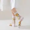 Calcetines para Mujer con Patrón de Margaritas Pequeñas, Calcetines de Cristal, Calcetines Cortos Estilo Coreano, Estilo Delgado de Verano, Calcetines Tobilleros para Estudiantes, Calcetines Cortos Transparentes de Seda Modernos