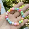 Pulsera colorida de cuentas AB para niñas, linda pulsera de corazón de cuentas acrílicas y pulsera de flor