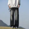 Personalizado/2026 Primavera Novo High Street Tinta Salpicada Pontos Jeans Masculino de Perna Reta Versátil Tamanho Grande Preto