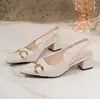 Sandalias de Tacón Alto con Tacón Grueso, Punta Fina, Espalda Descubierta, Moda Francesa de Verano 2026 para Mujer