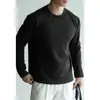 Ombros Largos Fazem Você Parecer Forte Camiseta Raglan Gola Pequena Média Manga Longa para Homens Outono Inverno 2026 Elástica Caimento Casual