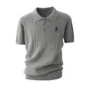 Estilo Old Money Cuello Polo Manga Corta Tejido de Punto para Hombre Cableado Bordado de Equitación Camiseta de Negocios Fábrica Transfronteriza Venta al por Mayor