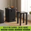 Banqueta de Madeira Maciça para Uso Doméstico, Empilhável com Rodas, Banqueta Empilhável com Armazenamento, Banqueta Reserva para Convidados, Banqueta Redonda Estilo Chinês Novo