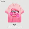 Camiseta de Manga Corta Estampada de Boca Grande Parodia Hip-Hop Retro Americano Lavado Pesado Cuello Redondo Tops de Pareja Transfronterizo