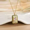 Collar con Colgante Personalizado de Acero de Titanio y Acero Inoxidable Chapado en Oro de 18 Quilates, Tarjeta de Tarot, Moda de Lujo Europea y Americana de Alta Gama para Mujer