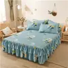 Falda de Cama de Encaje Doble Transfronteriza en Vivo Juego de Tres Piezas Cubierta de Cama Engrosada Antideslizante Falda de Cama Cubierta de Cama de una Pieza Falda de Cama al por Mayor