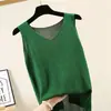 Camisola Suelta Talla Grande para Mujer Verano Tejida Seda Helado Ropa Exterior Cubre Barriga Gordita Sin Mangas Camiseta Camisa Base Interior