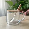 Taza de Vidrio Ins con Popote, Taza para Desayuno con Leche, Taza Linda de Dibujos Animados con Escala, Tapa y Cuchara, Regalo con Logo Impreso