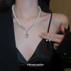 Collar de perlas con gotas de agua y diamantes incrustados, dos piezas, estilo francés, ligero, de lujo, elegante, de alta calidad, collar de moda de nicho.