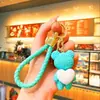 Llavero Creativo Oso Corazón Corriendo con un Buen Carnicero, Llavero de Muñeco de Pareja Mismo Estilo Colgante para Bolso