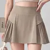 Falda plisada de línea A para mujer, para verano y exteriores, efecto dos piezas, anti-exposición, de cintura alta, control de abdomen, con forro interior y bolsillos, secado rápido