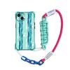 Capa de Celular iPhone16promax com Furos nos Quatro Cantos Verde Lago para Apple 15 Cordão Portátil Lateral e Traseira Bolsa Completa