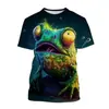 Interessante Padrão de Sapo Impressão 3D Transfronteiriço Nova Moda Casual Masculina Gola Redonda Manga Curta Camiseta Venda Direta da Fábrica