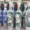 Jarrón de cerámica Jingdezhen pintado a mano en azul y blanco, gran figura, para suelo, adorno decorativo para sala de estar, hotel