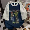 Camiseta Suelta Estampada con Personaje de Dibujo Letras de Calle Americana Marca de Moda Trendy Verano Ins Tops Versátiles de Manga Corta para Mujer