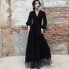 Novo Vestido Longo de Malha Starlight Preto 2026, Cintura Marcada, Emagrecedor, Elegante Vestido de Noite, Estilo de Fada e Vestido de Alto Padrão