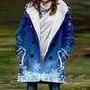 Casaco Trench Coat Feminino 2023 Quente Novo Inverno Pelúcia Natal Estampa Digital 3D com Capuz Atacado