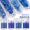 Pacote misto de pó brilhante de diamante de alta flash: glitter ultra-fino + 1mm pequenas lantejoulas unhas gradiente laser pó azul escuro 4-650