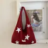 Invierno 2025 Nuevo Estilo Coreano Bordado de Estrellas Bolso de Hombro Gran Capacidad Bolso Tote de Felpa Bolso de Tela para Viajes Cotidianos Alto Valor Estético