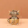Taza de Café de Latón Vaca de las Tierras Altas Modelo Nuevo Venta Caliente Transfronteriza Vaca de las Tierras Altas Escritorio Dormitorio Adornos Pequeños Decoraciones Artesanías