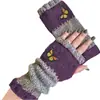 Guantes de moda cálidos de medio dedo con bordado de mariposa, costura cruzada, nuevos para comercio exterior europeo y americano, Amazon Wish, para mujer