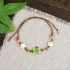 Pulsera de Cuerda Trenzada de Cerámica Fresca Estilo Viajero de Jingdezhen, Pulsera de Trébol de Cuatro Hojas, Joyería Artística Hecha a Mano, Venta al por Mayor para Atracciones Turísticas