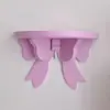 Decoração de quarto feminino, prateleira de parede, sem necessidade de furar, rosa, estilo japonês, suave e fofo, com design de laço