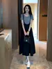 Vestido para Mujer 2026 Verano Nuevo Elegante y Moderno de Longitud Media Juvenil con Tirantes Elegante Conjunto de Dos Piezas