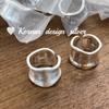 Corea del Sur Dongdaemun Edición Ancha Anillo Industria Pesada Plata Esterlina S925 Irregular Dibujo Alambre Anillo Abierto Nicho Sentido Avanzado