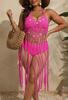 Nuevo Vestido de Tirantes con Lentejuelas y Empalme Transfronterizo Europeo y Americano para Mujer de Talla Grande, Vacaciones, Flecos Largos, Cubre Bikini