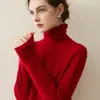 Novo suéter de caxemira 100% para outono e inverno com gola alta sobreposta, pulôver justo para mulheres, camisa básica de tricô versátil de manga longa