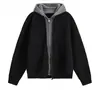 Nuevo Estilo Perezoso Falso Dos Piezas Cárdigan con Capucha Tejido para Hombre Otoño e Invierno Nueva Marca Retro Moderna Chaqueta Tejida Top