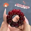 Flor cor de geleia de cranberry pele de alho cortado redondo intestino grosso de porco pulseira de semente de Bodhi círculo único anel de dedo prato macio brincar brincadeira cultural pulseira