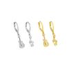 Europeo y americano incrustado circón violín hebilla de oreja asimétrico diamante completo nota musical guitarra chapado oro 18K aretes de partitura aretes