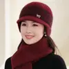 Gorro cálido para mujer, otoño e invierno, a prueba de viento, forro polar, grueso, gorro de punto de ala ancha para mujeres mayores, gorro de punto protector de orejas