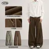 2026 Novas Calças Casuais Lavadas com Design Desconstruído Retro Americano para Homens e Mulheres, Calças Retas Soltas Pregueadas com Caimento, Tendência