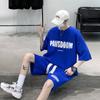 Conjunto Waffled de Verão Camiseta de Manga Curta Masculina de Verão Roupa Esportiva da Moda Shorts Casuais de Duas Peças para Adolescentes