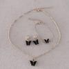 Cross-border New Hot Oil Dropping Plate Diamante em Borboleta Dourada Casual Pulseira Anel Colar Brincos Terno feminino