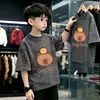 Camiseta de Manga Corta de Algodón Puro para Niños, Diseño Moderno de Cielo Estrellado, Nuevo Estilo de Verano para Niños Mayores, Top de Moda de Verano
