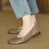 2026 Otoño Nuevos Mocasines Planos Franceses Suaves de Punta Redonda para Mujer Cómodos Suela Suave Slip-on Tacón Bajo Boca Baja Zapatos para Madre