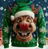 Popular Sudadera Cruzada Europea y Americana Otoño e Invierno Nueva Sudadera Pulóver con Cuello Redondo de Moda Estampado 3D para Mujer Navidad Calle