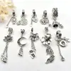 Colgante de Borla de Plata Antigua Loto Elefante Luna Flor Suerte Nafu Cristal Pulsera Pulsera Collar Accesorios