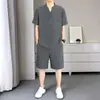 Traje Casual Delgado de Verano 2026 Simple Cómodo Transpirable Holgado Versátil Manga Corta Pantalones Cortos Conjunto de Dos Piezas