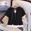 Traje Deportivo Casual de Verano para Mujer 2026 Nuevo Elegante y Moderno Estilo Coreano Conjunto de Pantalones Anchos de Manga Corta Falso de Dos Piezas