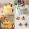 Vela de Aniversário Ursinho Sorridente Colorido Vela Aromática Personalizada Produção Vela Formato Desenho Animado Decoração