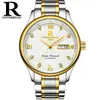 Reloj de Hombre Auténtico Rui Zhi Yuan con Correa de Acero Inoxidable, Reloj de Pulsera Resistente al Agua, Cuero Genuino, Reloj Mecánico Automático Esqueleto para Hombre