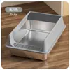 Arenero semi-cerrado para gatos, acero inoxidable, extragrande, anti-salpicaduras, anti-derrames, inodoro para gatos, bandeja de arena para gatos elevada y engrosada
