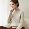 Suéter de cashmere puro espesso para outono e inverno para mulheres, gola alta moda casual malha interna, suéter de cashmere básico