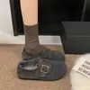 Zapatos Birkenstock de Lana Retro de Cobertura Total con Suela Gruesa para Mujer 2026 Otoño/Invierno Nuevos Mocasines Perezosos de Correa Única con Aumento Interno de Altura