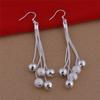 Conjunto de collar y aretes de múltiples perlas de tres líneas, bañado en plata, de dos piezas, joyería esférica de moda, traje de joyería multiconfiguración